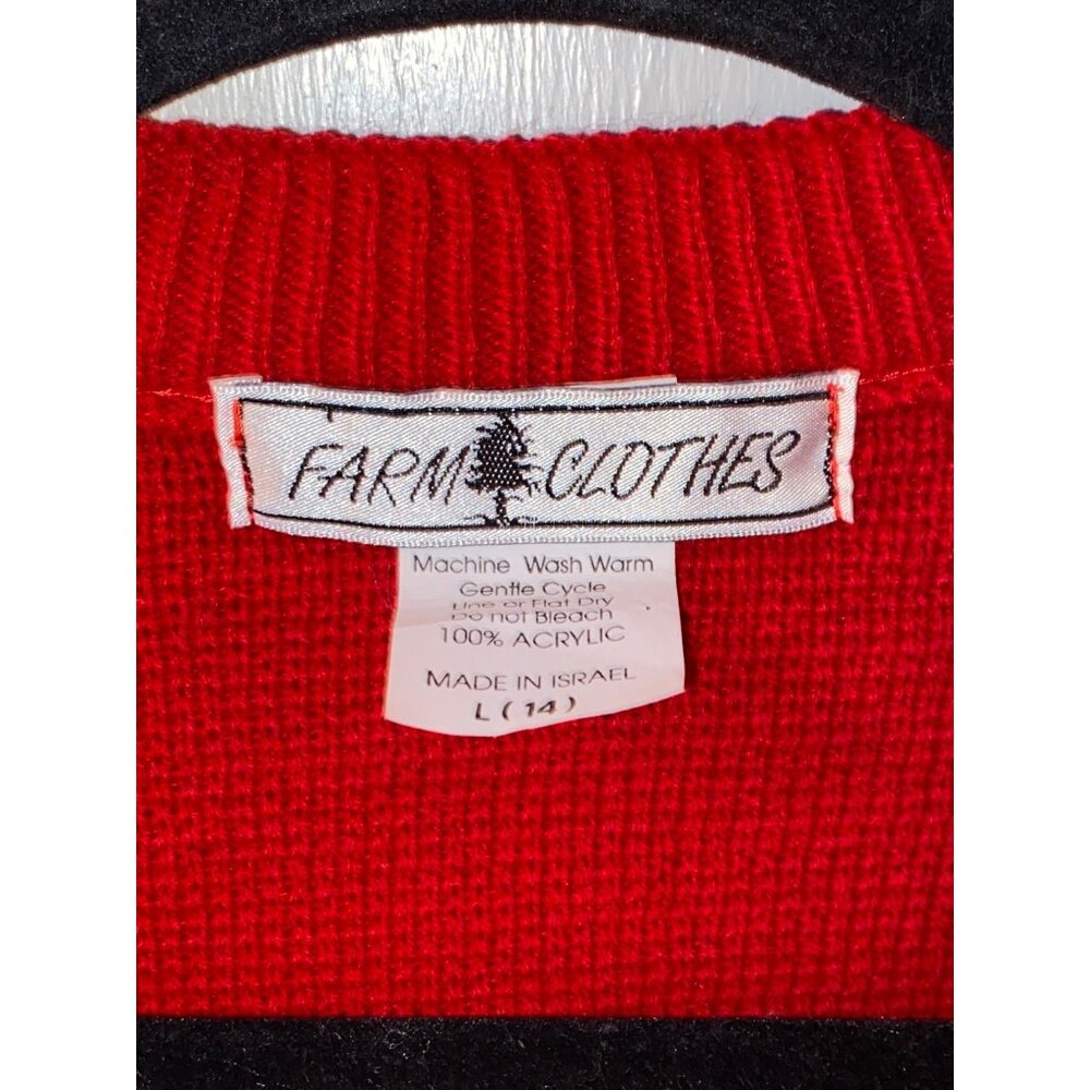 Kid's Youth Farm Clothes Cardigan Button Christmas Sweater Large 14 Israel Boots - Picture 4 of 5